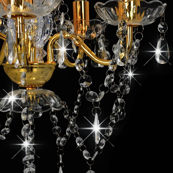 Aranyszínű kerek csillár kristálygyöngyökkel 5 x E14