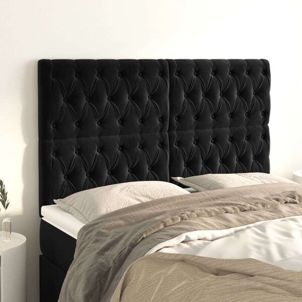 VIDAXL - Fekete Bársony Fejtámla - 4 db - 80x7x78/88 cm