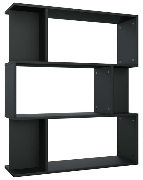 Fekete szerelt fa könyvszekrény/térelválasztó 80 x 24 x 96 cm