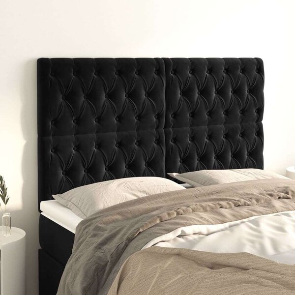 VIDAXL - Fekete Bársony Fejtámla - 4 db - 80x7x78/88 cm