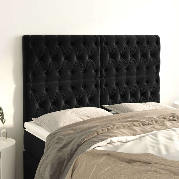VIDAXL - Fekete Bársony Fejtámla - 4 db - 80x7x78/88 cm