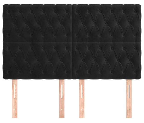 VIDAXL - Fekete Bársony Fejtámla - 4 db - 80x7x78/88 cm