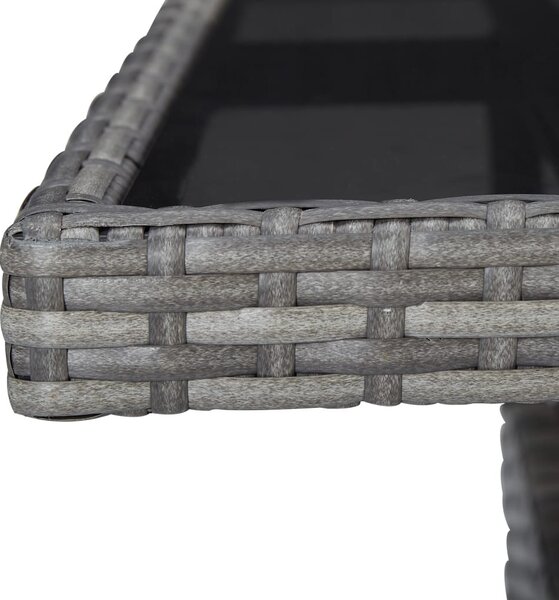 5 részes szürke polyrattan és üveg kerti étkezőgarnitúra