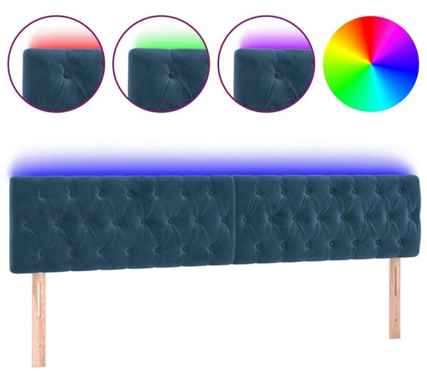 Bársony Fejtámla LED-del - Sötétkék - 200cm