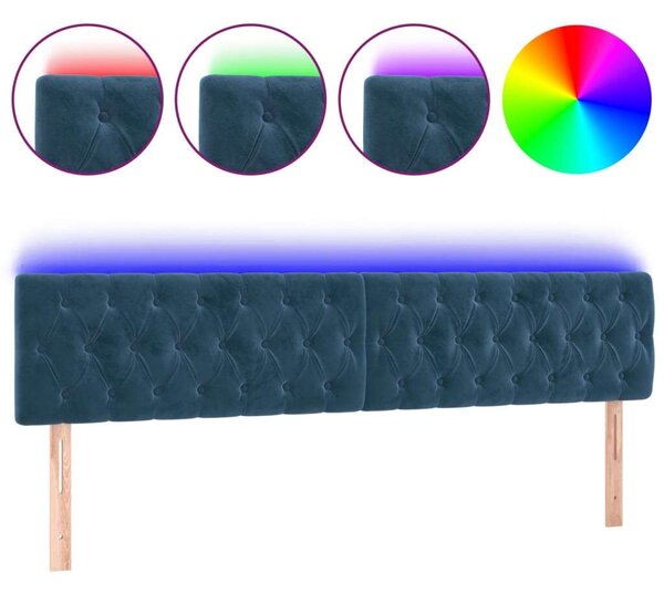 Bársony Fejtámla LED-del - Sötétkék - 200cm