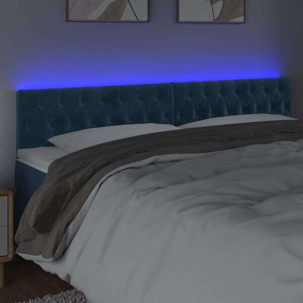 Bársony Fejtámla LED-del - Sötétkék - 200cm