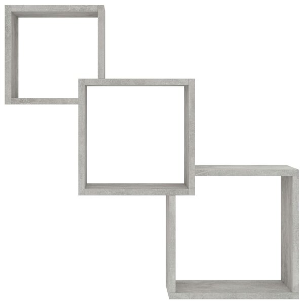 Betonszürke kocka alakú szerelt fa fali polcok 68x15x68 cm