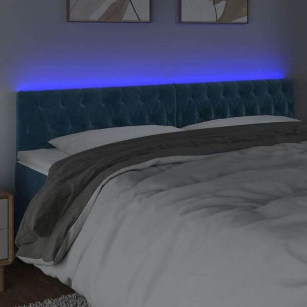 Bársony Fejtámla LED-del - Sötétkék - 200cm