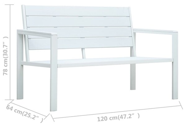 Fehér fautánzatú HDPE kerti pad 120 cm