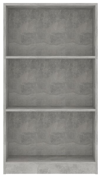 3 szintes betonszürke szerelt fa könyvszekrény 60x24x109 cm