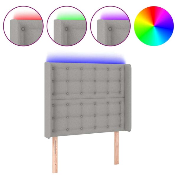LED-es Fejtámla - Világosszürke Szövet - 93x16x118/128cm
