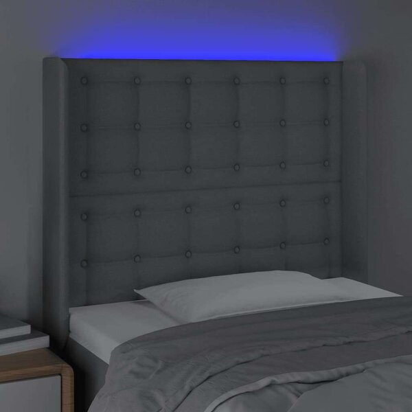 LED-es Fejtámla - Világosszürke Szövet - 93x16x118/128cm