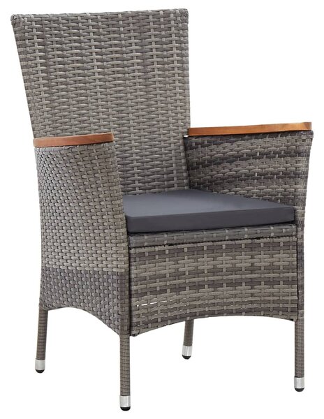 9 részes szürke polyrattan kerti étkezőszett párnákkal