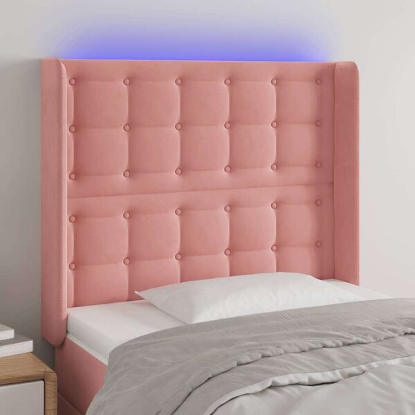 Bársony Fejtámla LED-del - Rózsaszín - 93x16x118/128cm
