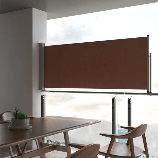 Barna behúzható oldalsó teraszi napellenző 100 x 300 cm