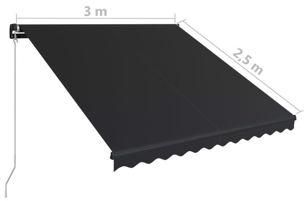 Antracitszürke kézzel behúzható napellenző 300 x 250 cm