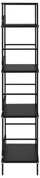 4 szintes fekete szerelt fa könyvespolc 60 x 27,6 x 124,5 cm
