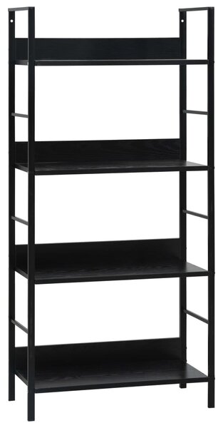 4 szintes fekete szerelt fa könyvespolc 60 x 27,6 x 124,5 cm