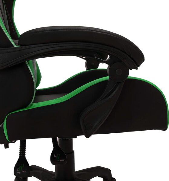 Zöld és fekete műbőr versenyszék RGB LED-világítással