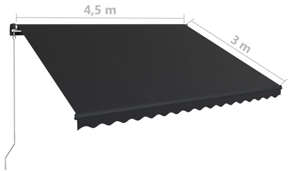 Antracitszürke kézzel behúzható napellenző 450 x 300 cm