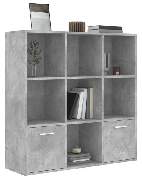Betonszürke szerelt fa könyvszekrény 98 x 30 x 98 cm