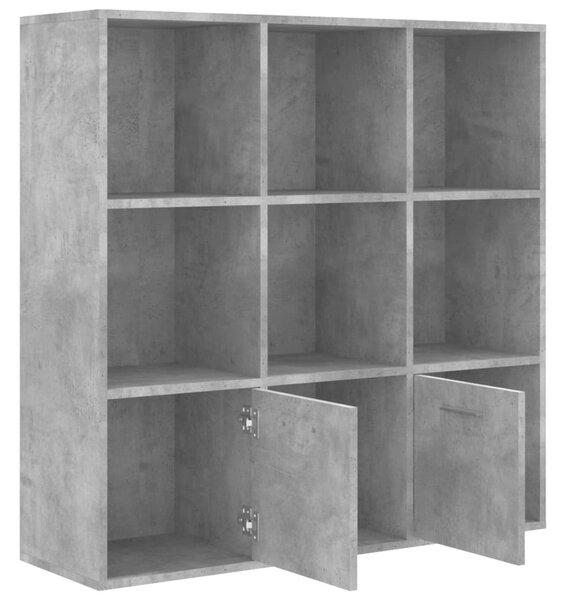 Betonszürke szerelt fa könyvszekrény 98 x 30 x 98 cm
