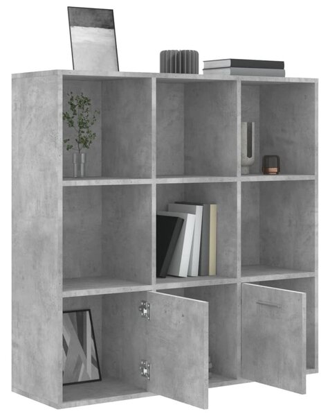 Betonszürke szerelt fa könyvszekrény 98 x 30 x 98 cm