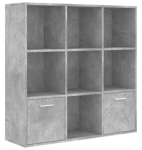 Betonszürke szerelt fa könyvszekrény 98 x 30 x 98 cm
