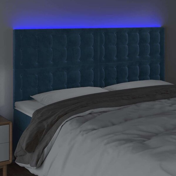 Bársony Fejtámla LED-del - Sötétkék - 200x128cm