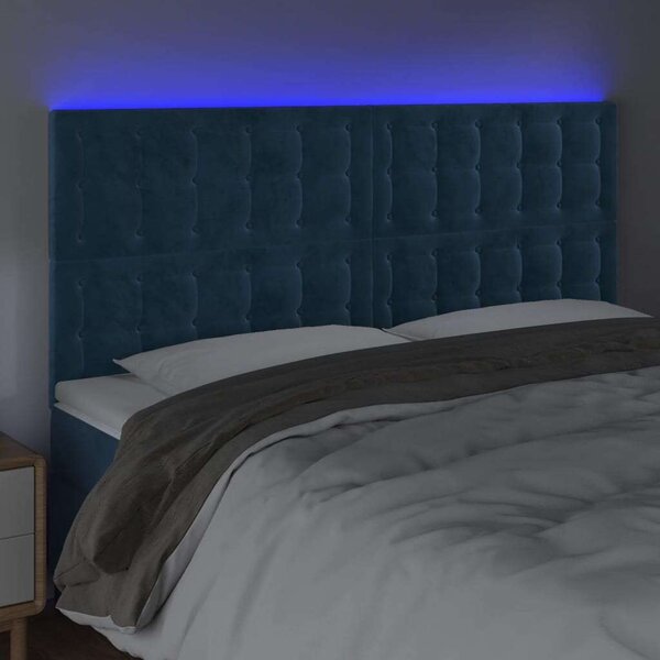Bársony Fejtámla LED-del - Sötétkék - 200x128cm
