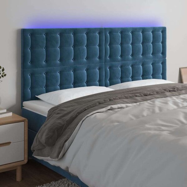 Bársony Fejtámla LED-del - Sötétkék - 200x128cm