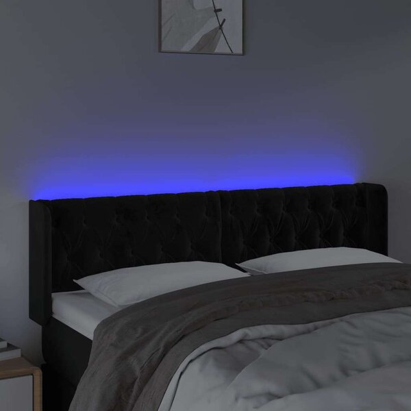 LED-es Fekete Bársony Fejtámla - 163cm