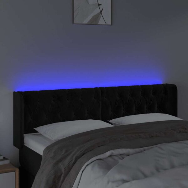 LED-es Fekete Bársony Fejtámla - 163cm