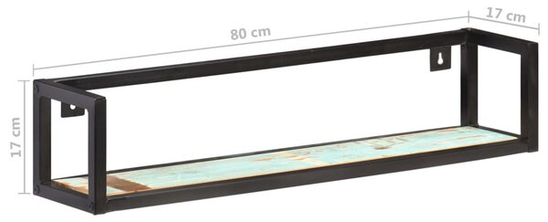 2 db tömör újrahasznosított fa fali polc 80 cm