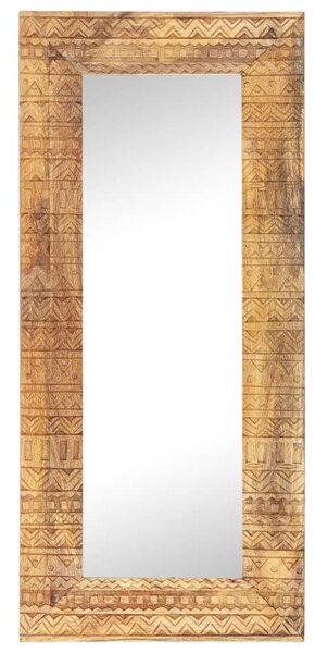 Kézzel faragott tömör mangófa tükör 110 x 50 x 2,5 cm