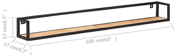 2 db tömör akácfa fali polc 160 cm