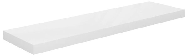 Magasfényű fehér MDF lebegő fali polc 90 x 23,5 x 3,8 cm