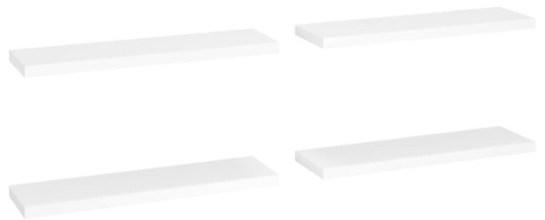 4 db fehér MDF lebegő fali polc 90 x 23,5 x 3,8 cm