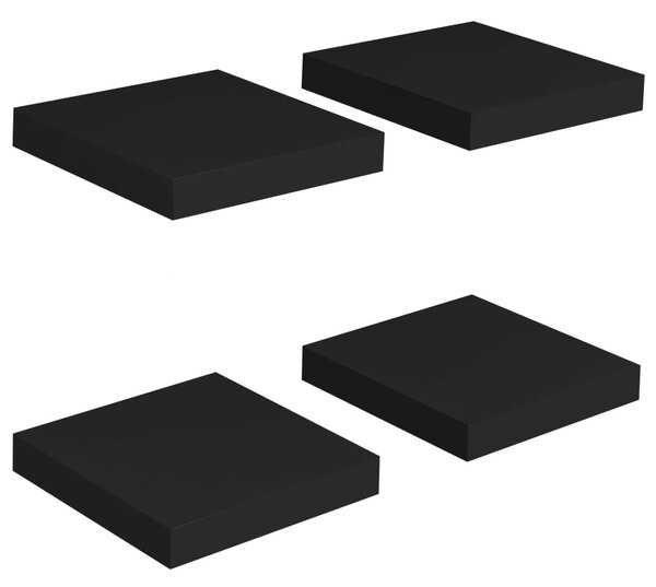 4 db fekete MDF fali polc 23 x 23,5 x 3,8 cm