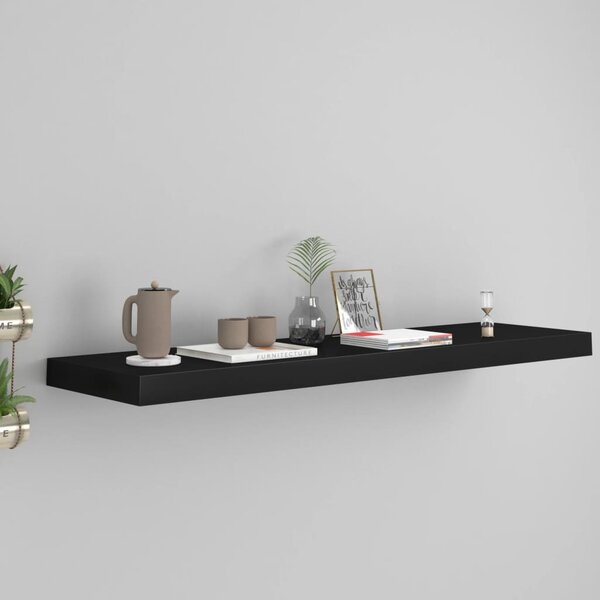 Fekete MDF lebegő fali polc 90 x 23,5 x 3,8 cm