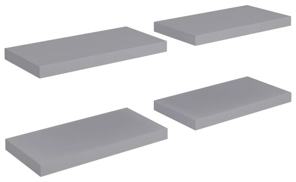 4 db szürke MDF lebegő fali polc 50 x 23 x 3,8 cm