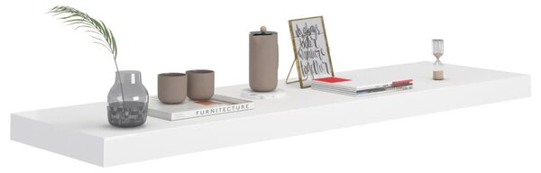 4 db fehér MDF lebegő fali polc 90 x 23,5 x 3,8 cm