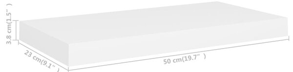 4 db fehér MDF fali polc 50 x 23 x 3,8 cm