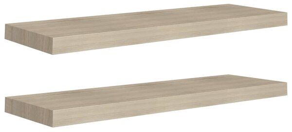 2 db tölgyszínű MDF lebegő fali polc 80 x 23,5 x 3,8 cm