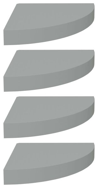 4 db szürke MDF lebegő sarokpolc 25 x 25 x 3,8 cm