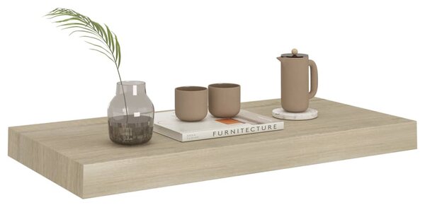 4 db tölgyszínű MDF lebegő fali polc 50 x 23 x 3,8 cm