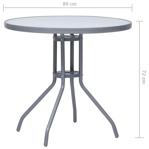 Világosszürke acél és üveg kerti asztal 80 cm