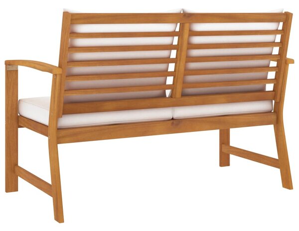 Tömör akácfa kerti pad krémszínű párnával 120 cm