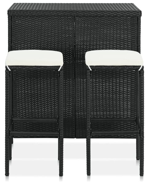 3 részes fekete polyrattan bárszett