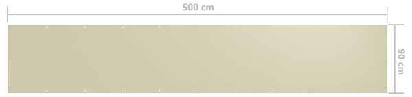 Krémszínű oxford-szövet erkélynapellenző 90 x 500 cm